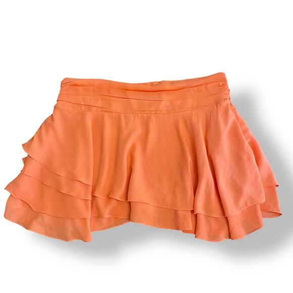 Pretty Little Thing NWT Orange Ruffle Hem Mini Skirt Womens Size 12 - Picture 5 of 7